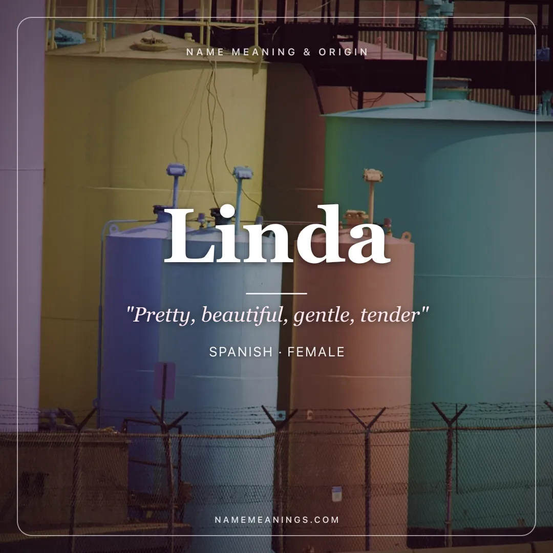 Linda name meaning "Pretty, beautiful, gentle, tender" - Spanish, Germanic female name share card | NameMeanings