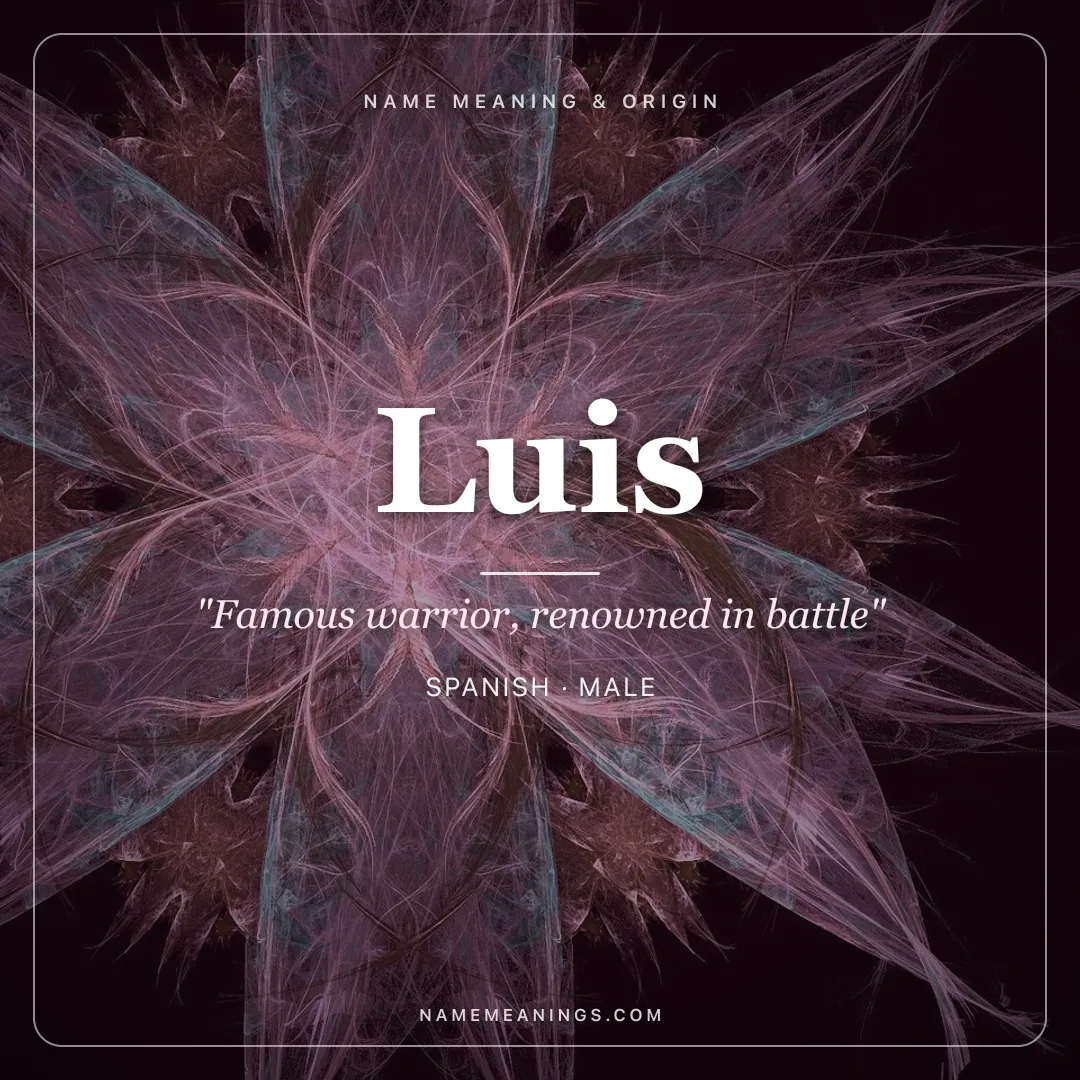 Luis name meaning "Famous warrior, renowned in battle" - Spanish, Germanic male name share card | NameMeanings