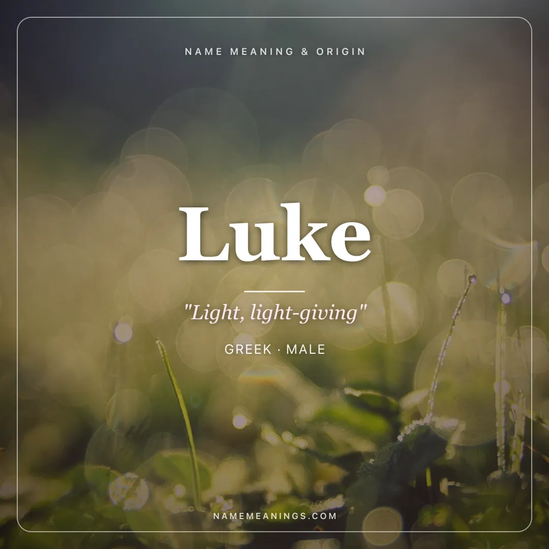Luke name meaning "Light, light-giving" - Greek, Latin male name share card | NameMeanings