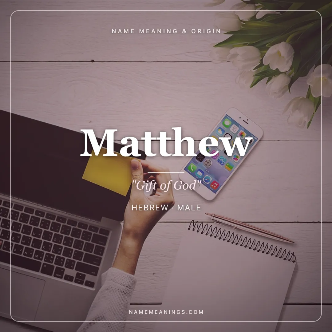 Matthew name meaning "Gift of God" - Hebrew male name share card | NameMeanings