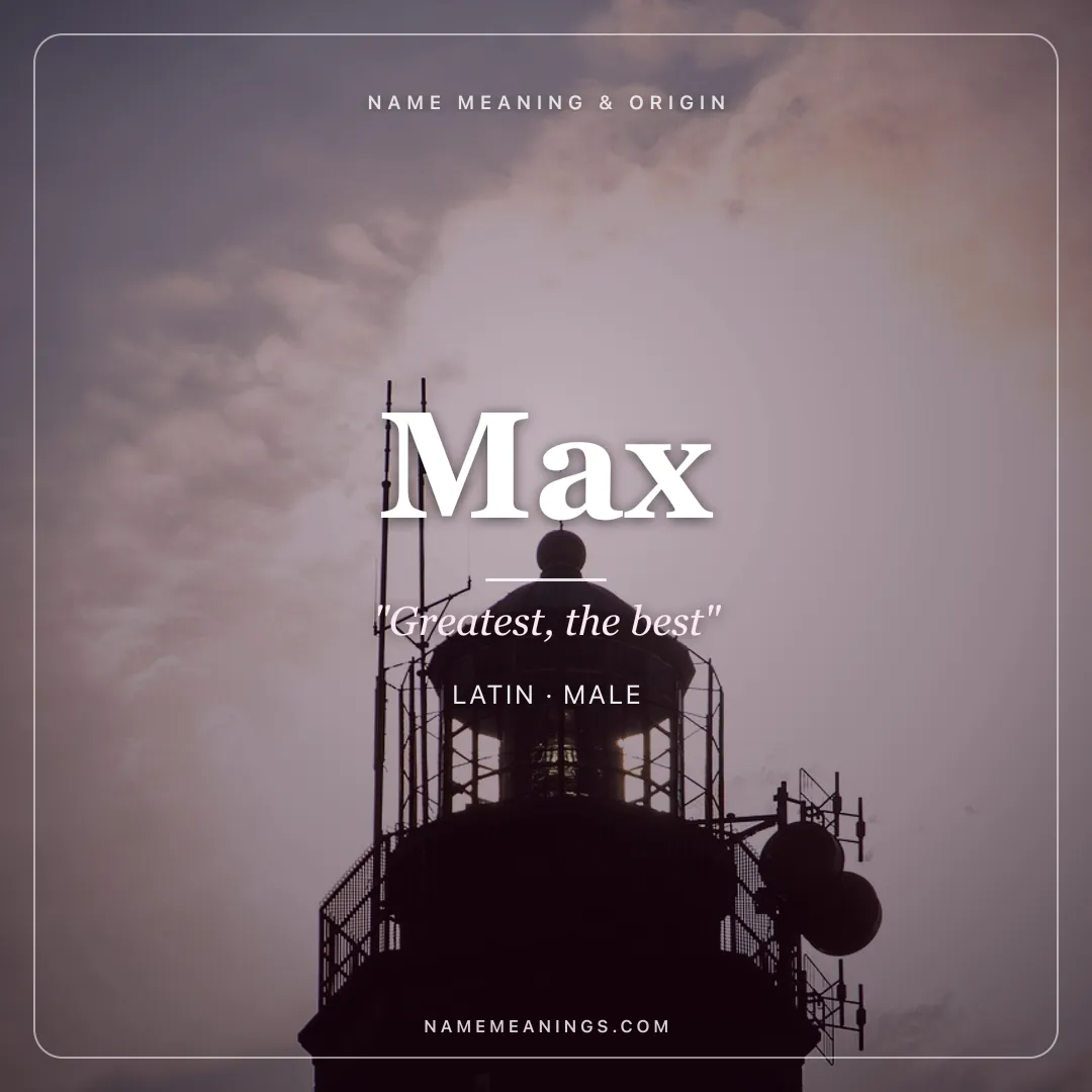 Max name meaning "Greatest, the best" - Latin male name share card | NameMeanings