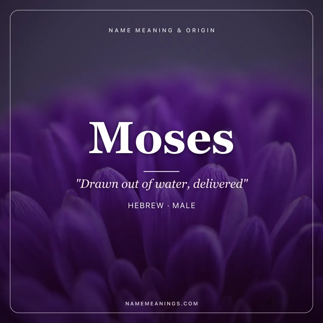 Moses name meaning "Drawn out of water, delivered" - Hebrew, Egyptian male name share card | NameMeanings