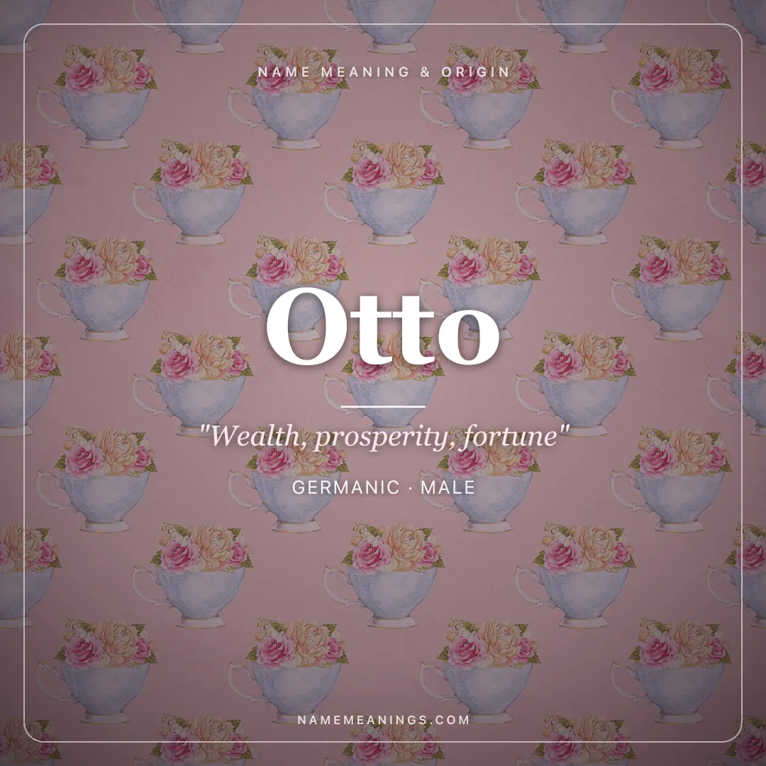Otto name meaning "Wealth, prosperity, fortune" - Germanic male name share card | NameMeanings