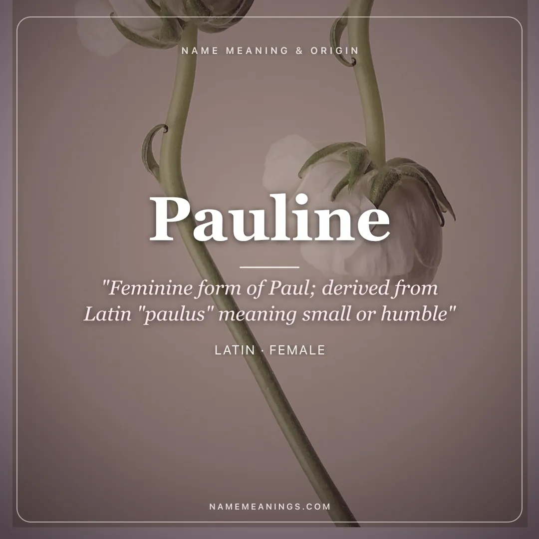 Pauline name meaning "Feminine form of Paul; derived from Latin "paulus" meaning small or humble" - Latin female name share card | NameMeanings