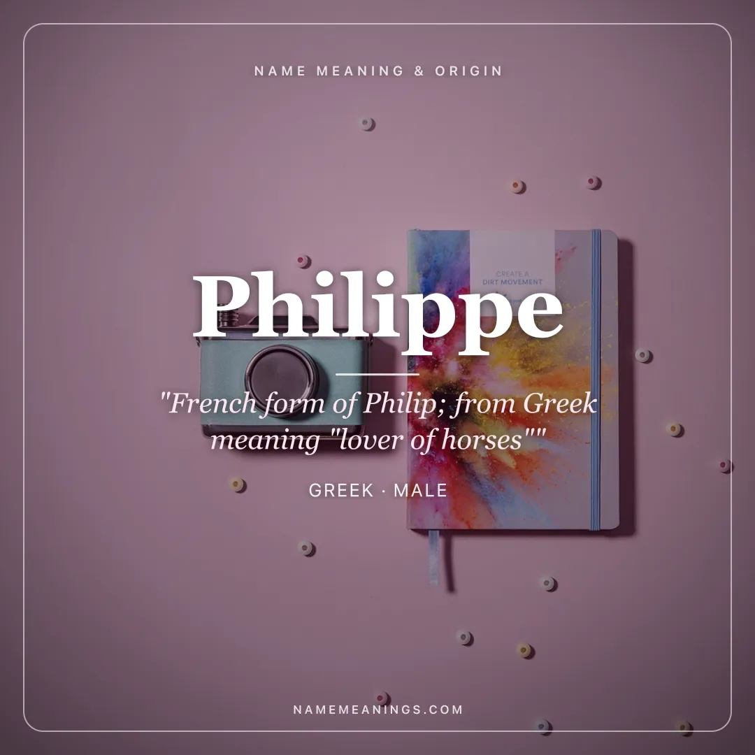 Philippe name meaning "French form of Philip; from Greek meaning "lover of horses"" - Greek male name share card | NameMeanings