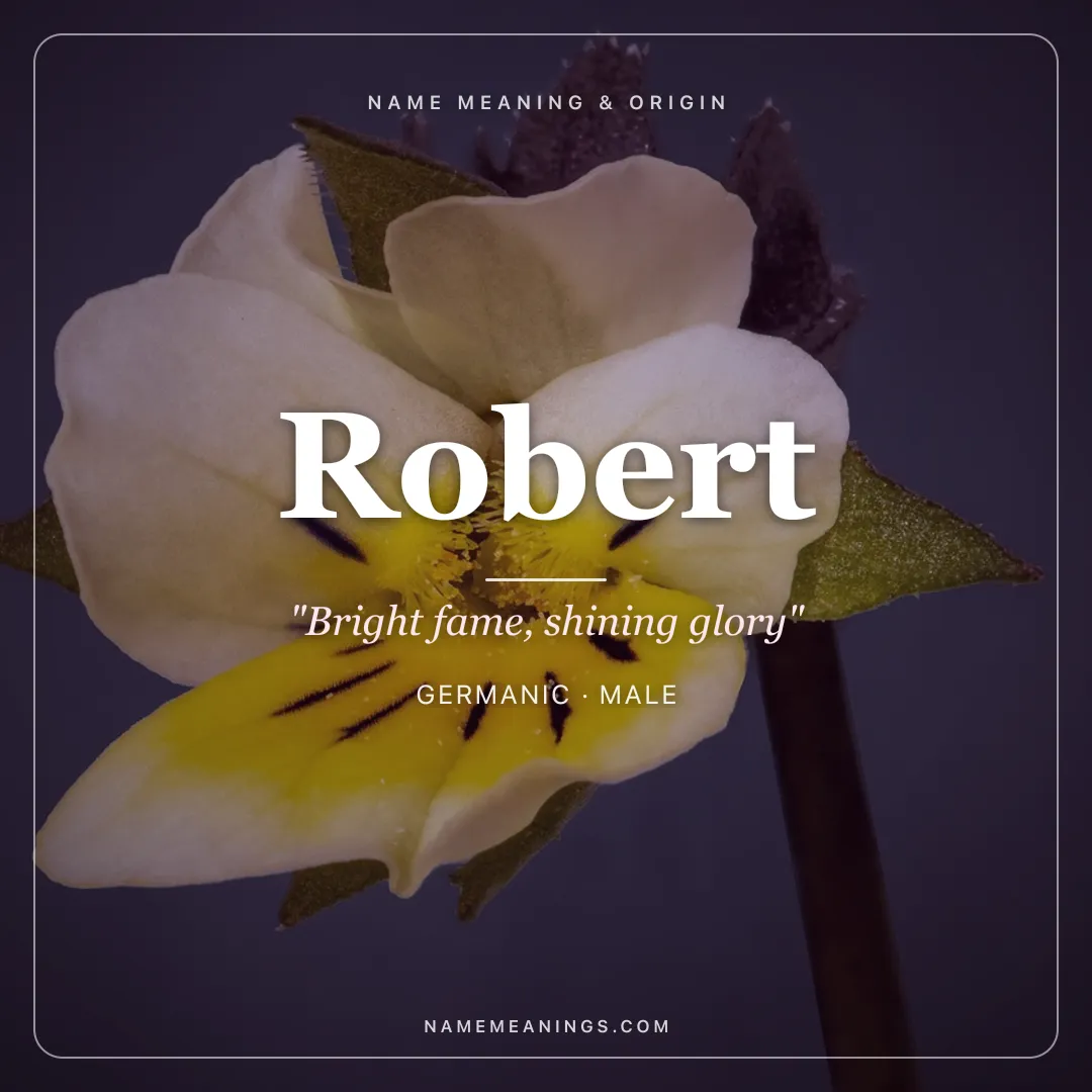 Robert name meaning "Bright fame, shining glory" - Germanic male name share card | NameMeanings