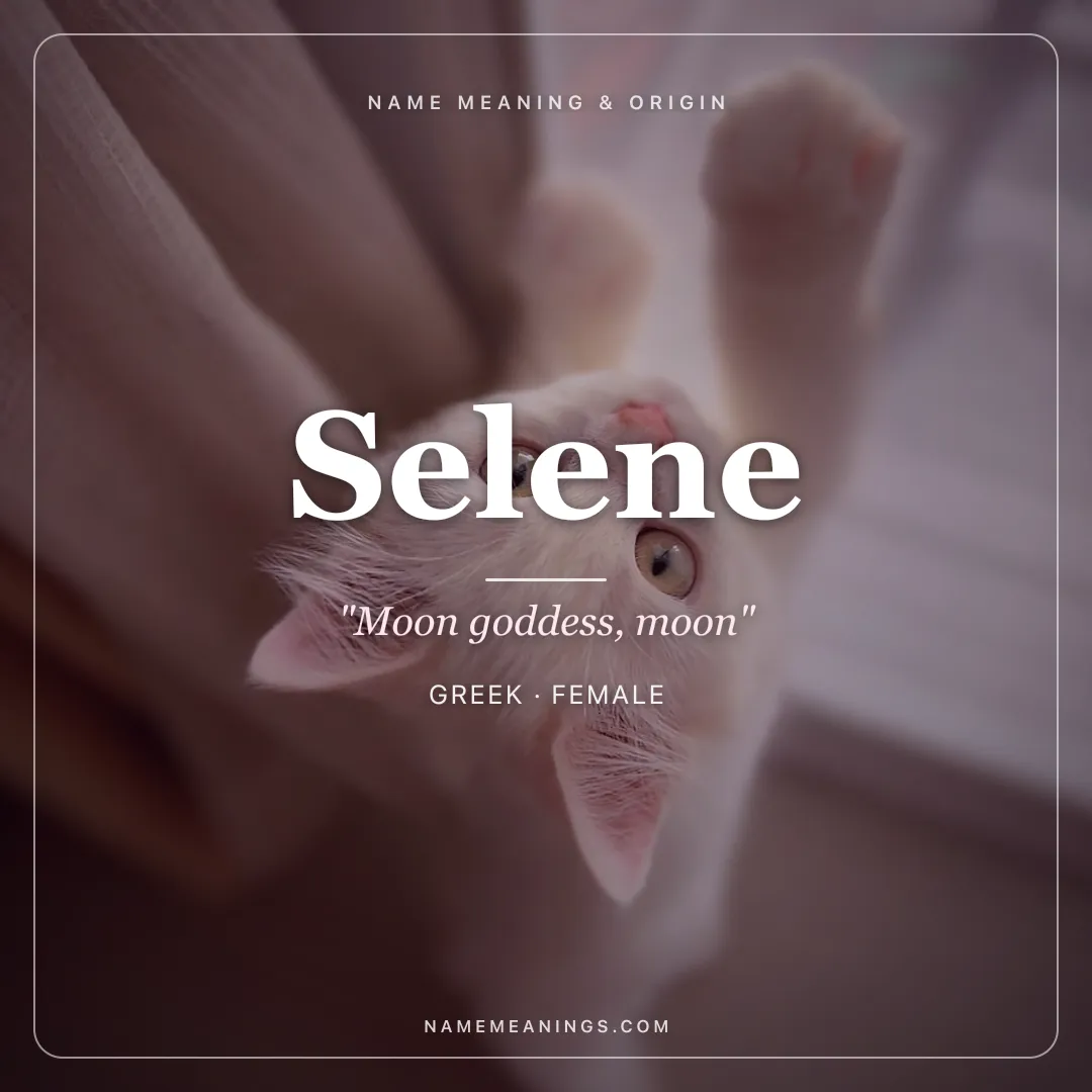 Selene name meaning "Moon goddess, moon" - Greek female name share card | NameMeanings