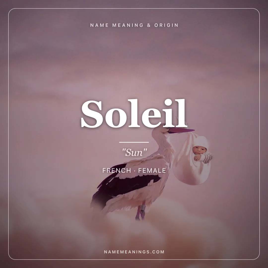 Soleil name meaning "Sun" - French female name share card | NameMeanings