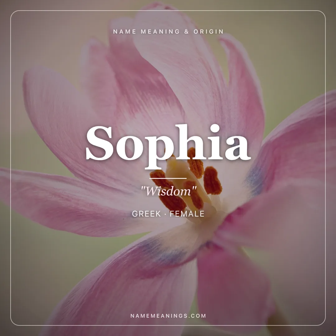 Sophia name meaning "Wisdom" - Greek female name share card | NameMeanings