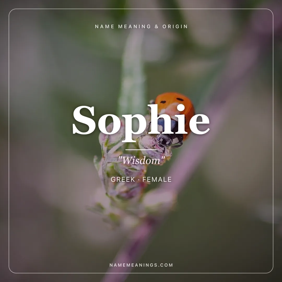 Sophie name meaning "Wisdom" - Greek, French female name share card | NameMeanings