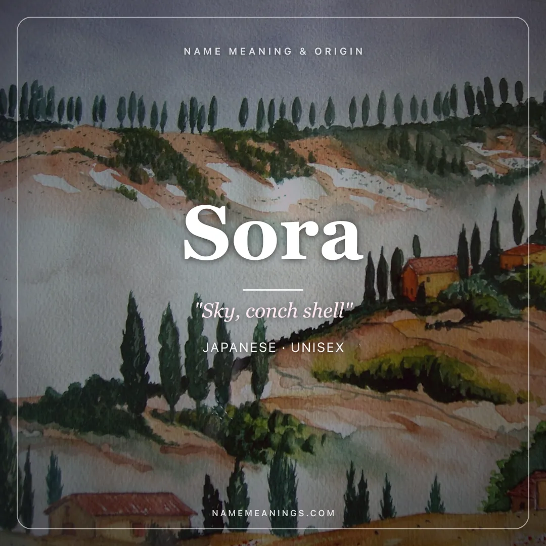 Sora name meaning "Sky, conch shell" - Japanese unisex name share card | NameMeanings