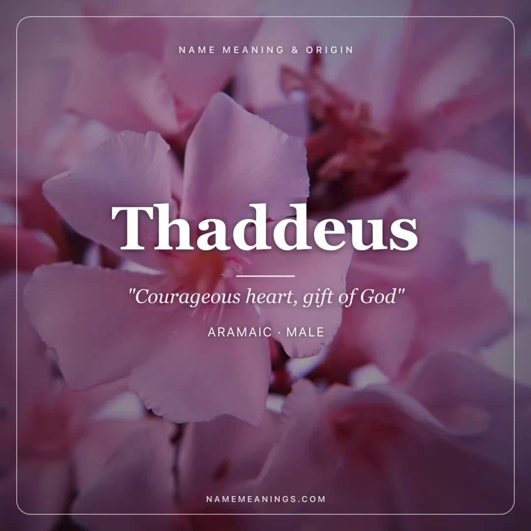 Thaddeus name meaning "Courageous heart, gift of God" - Aramaic, Greek male name share card | NameMeanings
