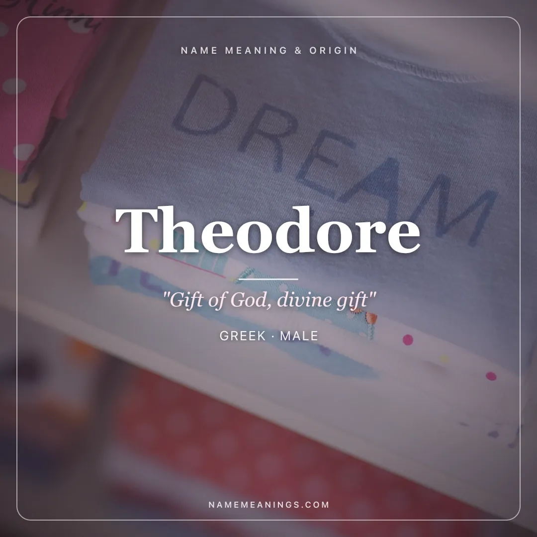 Theodore name meaning "Gift of God, divine gift" - Greek male name share card | NameMeanings