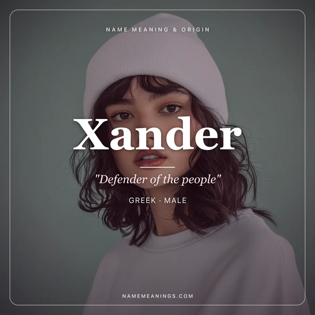 Xander name meaning "Defender of the people" - Greek male name share card | NameMeanings